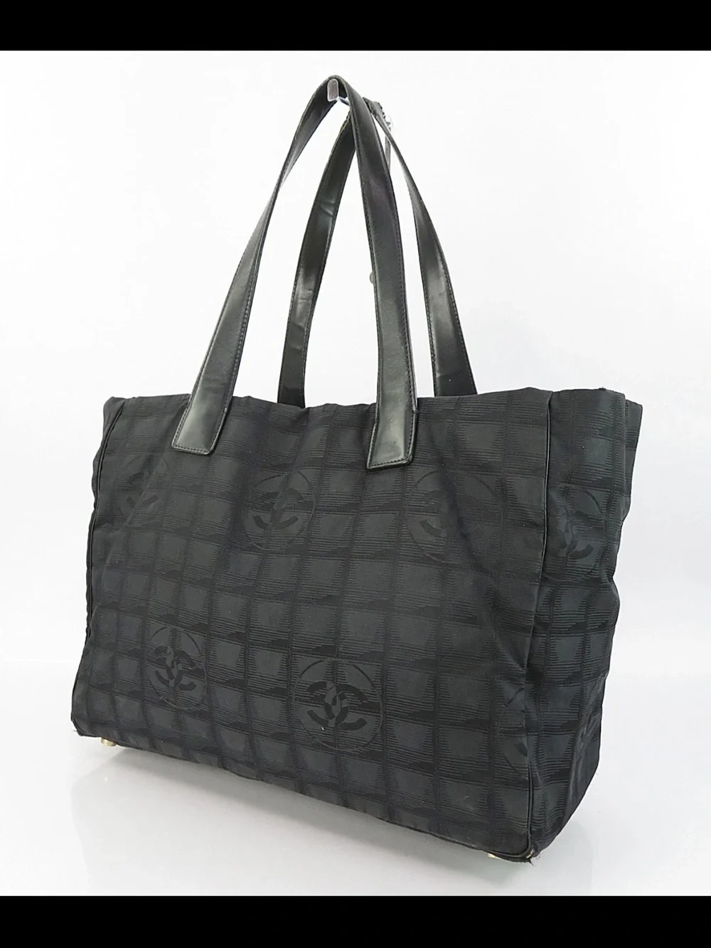 CHANEL Black Quilted Logo Tote - Picture 1 of 16